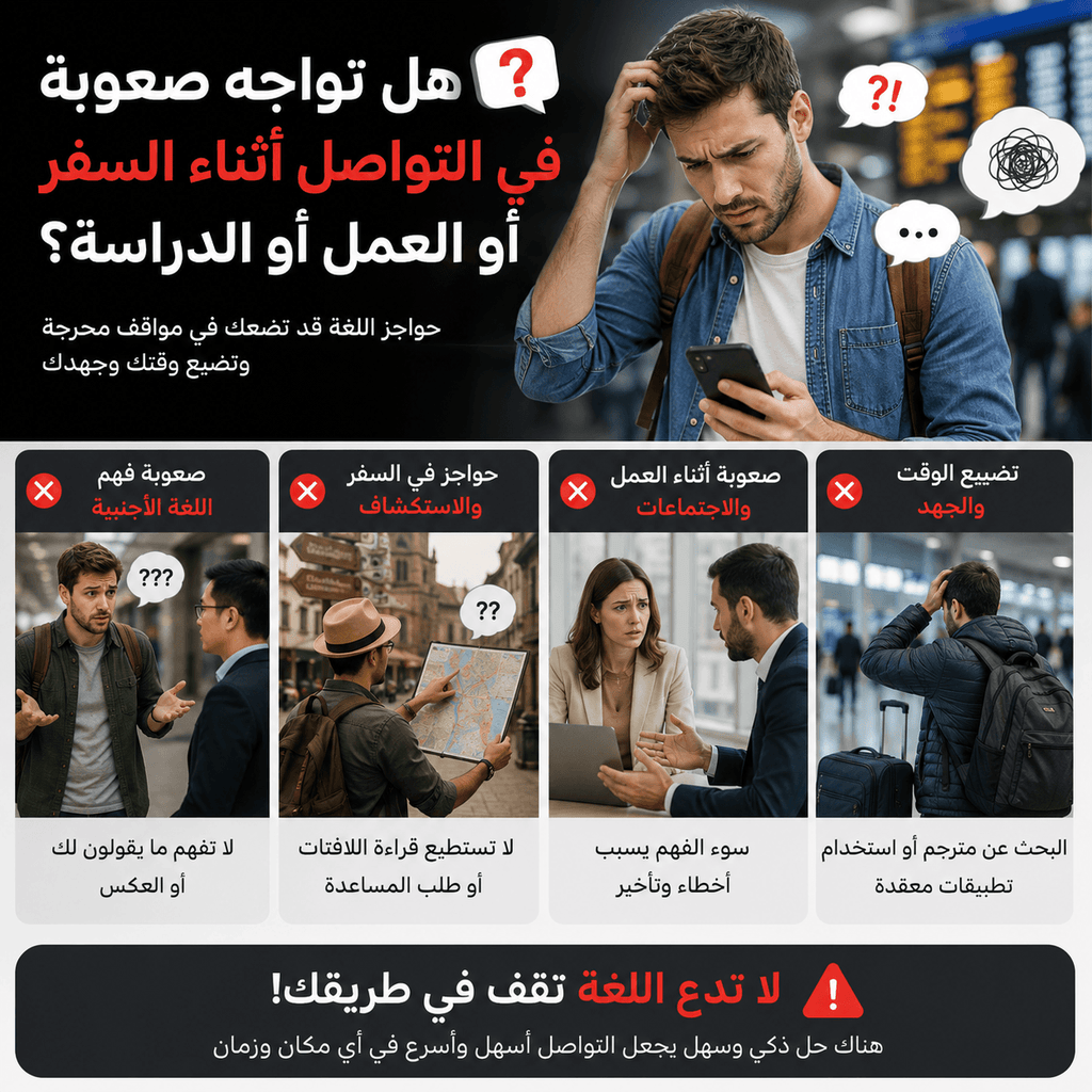 سماعات الترجمة الذكية والفورية بشاشة تعمل باللمس - 135 لغة